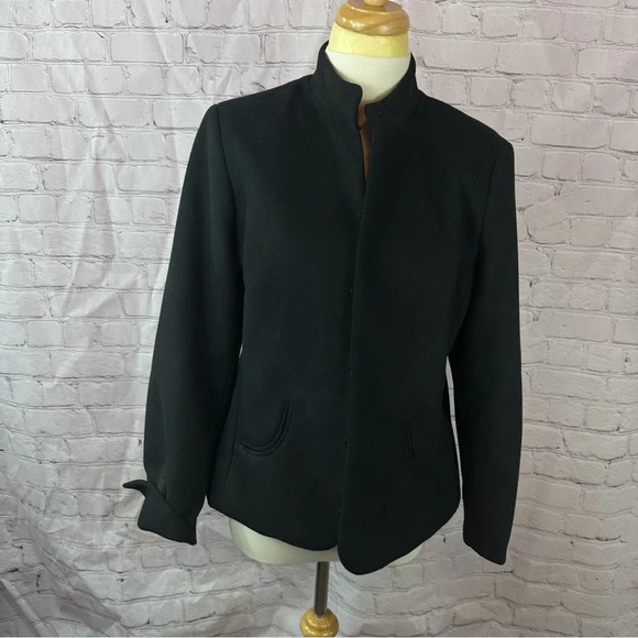 Chico's black blazer jacket sz 2 (large 12) high mock collar business office - Picture 1 of 10